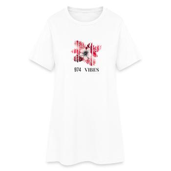 Vibes 974 Hibiscus Tropical - Robe T-shirt Femme - blanc - Devant
