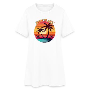 Born to Chill – Coucher de soleil rétro - Robe T-shirt Femme - blanc - Devant