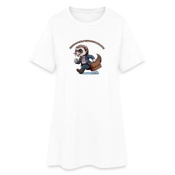 Frettchen auf Flucht vor Arbeit, Feierabend - Frauen T-Shirt-Kleid - Weiß - Vorne