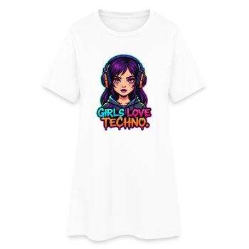 Techno Neon Mädchen - Frauen T-Shirt-Kleid - Weiß - Vorne