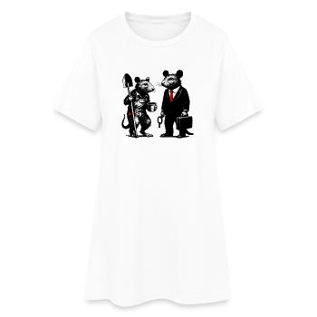 Rat ouvrier et rat de bureau - Robe T-shirt Femme - blanc - Devant