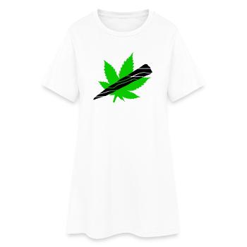 Néon Feuille De Cannabis Graphique - Robe T-shirt Femme - blanc - Devant