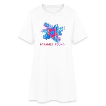 Hibiscus Néon Paradis Trouvé - Robe T-shirt Femme - blanc - Devant