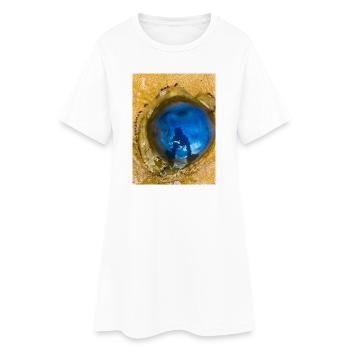 Méduse bleue avec Reflet sur Le Sable "Moi et mon Yelly - Robe T-shirt Femme - blanc - Devant