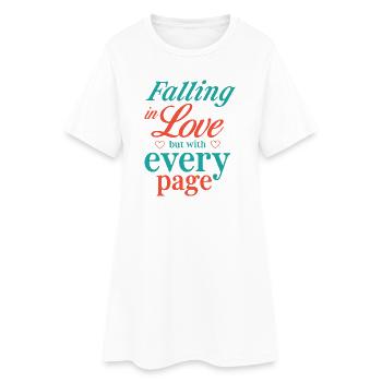 Tomber amoureux, mais à chaque page - Robe T-shirt Femme - blanc - Devant