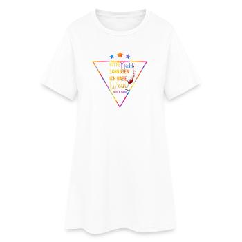 Wein in der Hand - Bitte nicht schubsen - Frauen T-Shirt-Kleid - Weiß - Vorne