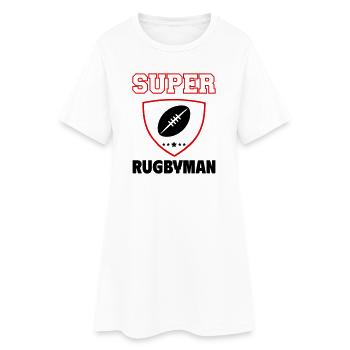 Super rugbyman, fête des pères, noël - Robe T-shirt Femme - blanc - Devant