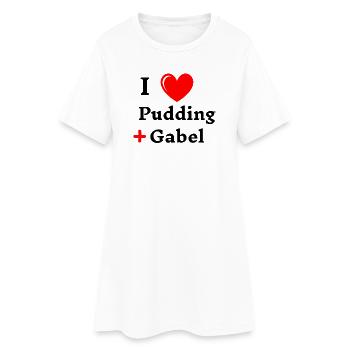 I liebe Pudding und Gabel pudding mit gabel essen  - Frauen T-Shirt-Kleid - Weiß - Vorne
