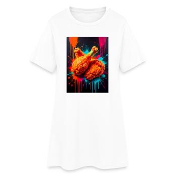 Poulet frit doré éclatant à travers les vagues - Robe T-shirt Femme - blanc - Devant
