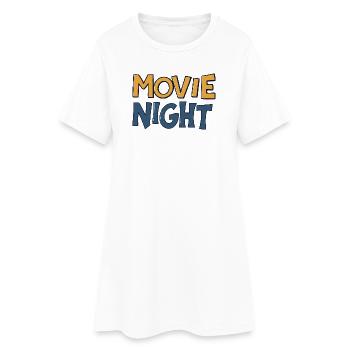 Movie Night Dessin Typographique Coloré - Robe T-shirt Femme - blanc - Devant
