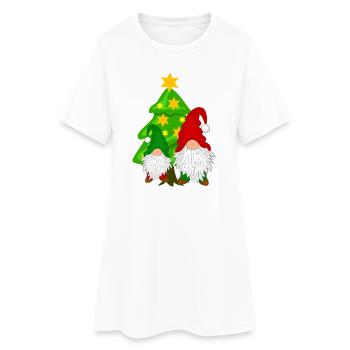 Wichtel vor dem Tannenbaum - Frauen T-Shirt-Kleid - Weiß - Vorne