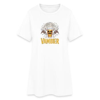 Vampire Beer Motif Under Moonlight - Women’s T-Shirt Dress - white - Front
