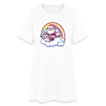 Owl Santa Claus Christmas - Women’s T-Shirt Dress - white - Front