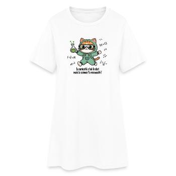 Curiosity has killed the cat, science... - Women’s T-Shirt Dress - white - Front