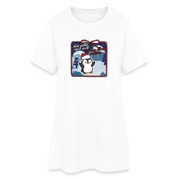 Pingouin Noël Tu me veux bien - Robe T-shirt Femme - blanc - Devant