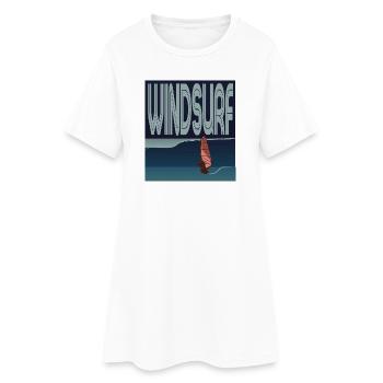 Véliplanchiste dans la vague - Robe T-shirt Femme - blanc - Devant