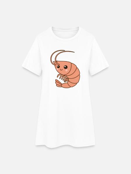 Garnele Shrimp - Frauen T-Shirt-Kleid - Weiß