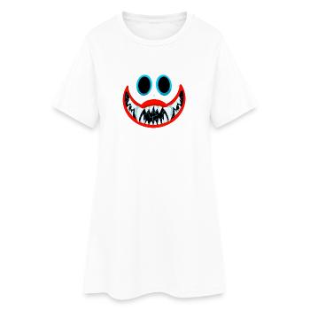Kinetic Blue Toothed Smile - Women’s T-Shirt Dress - white - Front