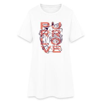 Purr Love Minimalistische Katze mit Garn - Frauen T-Shirt-Kleid - Weiß - Vorne