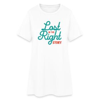 Verloren in der richtigen Geschichte - Frauen T-Shirt-Kleid - Weiß - Vorne