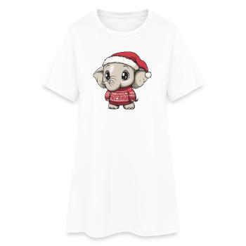 Noël des éléphants - Robe T-shirt Femme - blanc - Devant