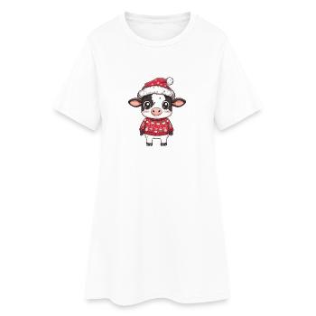 Noël de vache - Robe T-shirt Femme - blanc - Devant