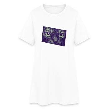 Neon Cat Gaze Art graphique moderne - Robe T-shirt Femme - blanc - Devant