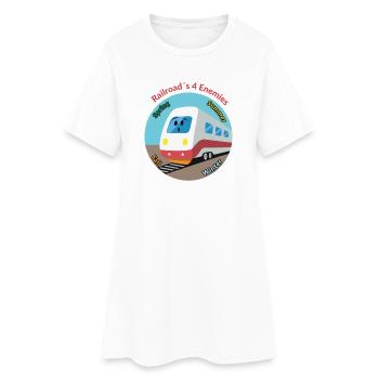 Train of the Four Seasons, always unpunctual... - Women’s T-Shirt Dress - white - Front