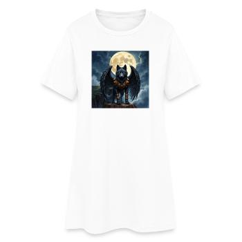 Loup ailé sous la pleine lune - Robe T-shirt Femme - blanc - Devant