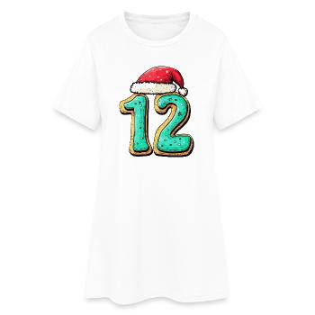 12 Zahl Keks Weihnachten - Frauen T-Shirt-Kleid - Weiß - Vorne