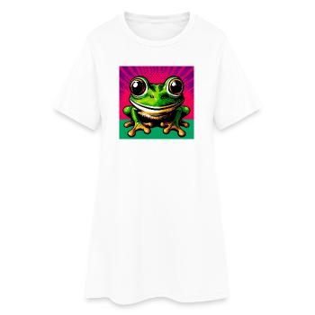 grenouille - Robe T-shirt Femme - blanc - Devant