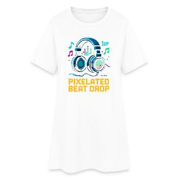 PIXELATED BEAT DROP Casque Pixel Rétro 1UP - Robe T-shirt Femme - blanc - Devant