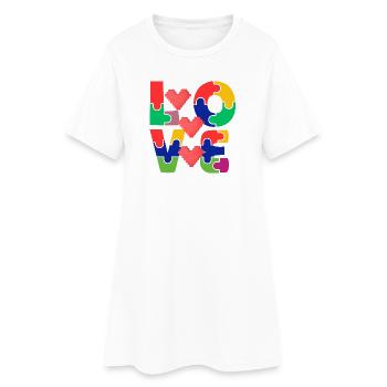 Puzzle d’amour avec des cœurs colorés - Robe T-shirt Femme - blanc - Devant