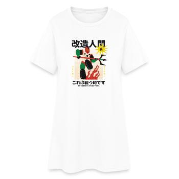 Modifizierter Roboter-Samurai - Frauen T-Shirt-Kleid - Weiß - Vorne