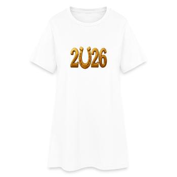 Golden 2026 – Lucky year with horseshoes - Women’s T-Shirt Dress - white - Front