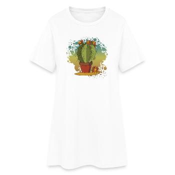 Blumen - Frauen T-Shirt-Kleid - Weiß - Vorne