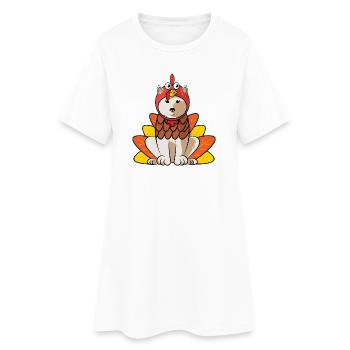 Kishu Inu Thanksgiving Mignon amoureux des chiens japonais - Robe T-shirt Femme - blanc - Devant