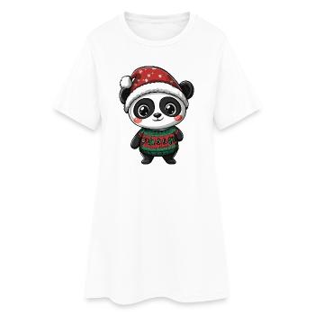 Noël Panda - Robe T-shirt Femme - blanc - Devant