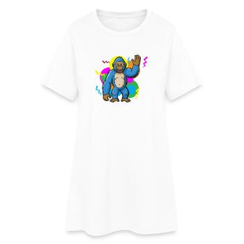 Bunter Gorillamotiv Comic - Frauen T-Shirt-Kleid - Weiß - Vorne