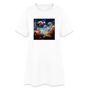 Paysage de fleurs d’étoiles - Robe T-shirt Femme - blanc - Devant