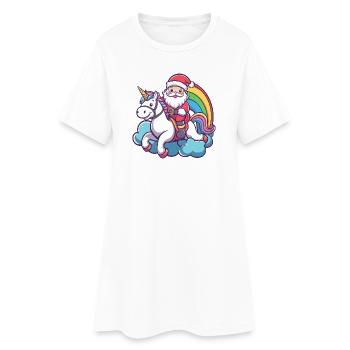 Licorne Père Noël Noël - Robe T-shirt Femme - blanc - Devant