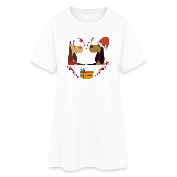  Weihnachtsglück - Frauen T-Shirt-Kleid - Weiß - Vorne