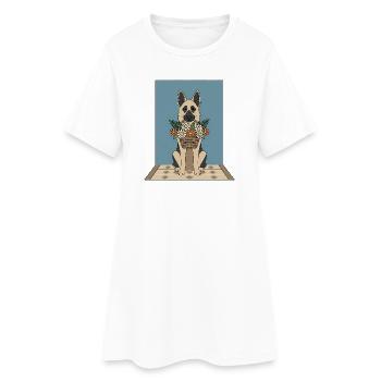 Flower basket dog: German Shepherd - Women’s T-Shirt Dress - white - Front
