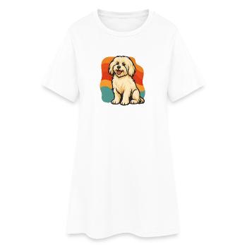Chien havanais au design rétro - Robe T-shirt Femme - blanc - Devant