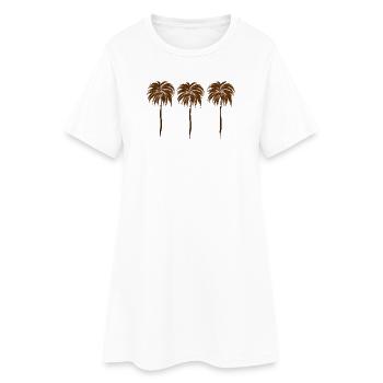 Trois palmiers - Robe T-shirt Femme - blanc - Devant