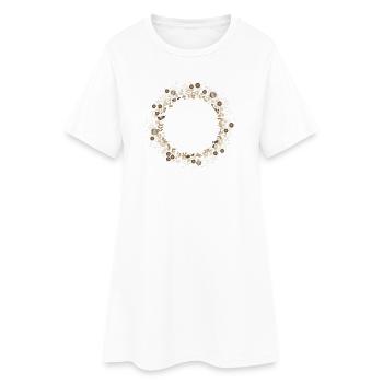 Eleganter Weihnachtskranz in Gold und Creme - Frauen T-Shirt-Kleid - Weiß - Vorne