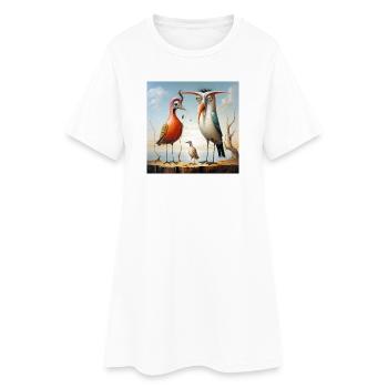 Duo volant sur la plage côtière - Robe T-shirt Femme - blanc - Devant