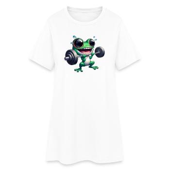 Frosch Fitness Hantel Workout Bodybuilding Gym - Frauen T-Shirt-Kleid - Weiß - Vorne