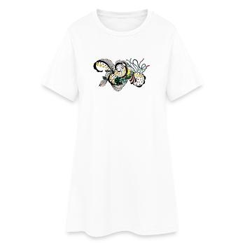 Motif Fantasy Tourbillon de Fleurs - Robe T-shirt Femme - blanc - Devant
