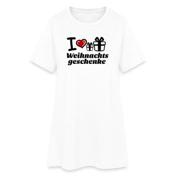 I Love Weihnachtsgeschenke  - Frauen T-Shirt-Kleid - Weiß - Vorne